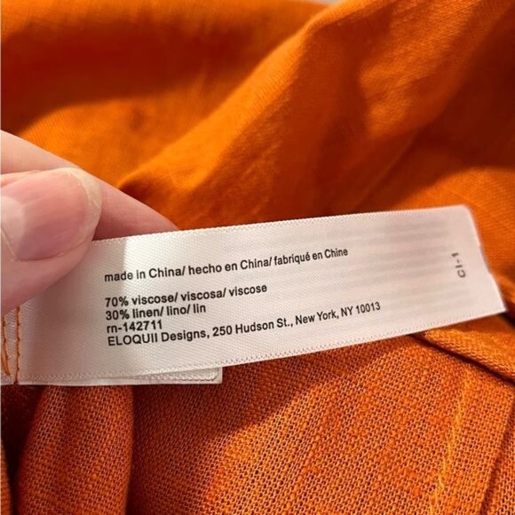 Eloquii Womens Orange Linen-Blend High Waisted Casual Shorts Plus Size 22 - Picture 11 of 14